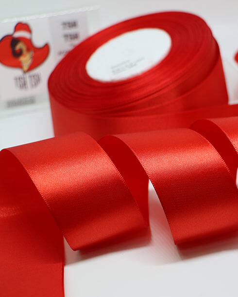 1.5 Inches Satin Ribbon Single-face 50 Yards Red Color No.26#