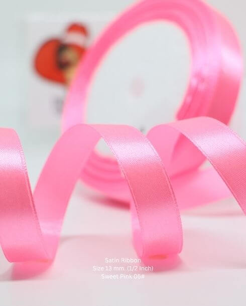 13 mm. Single-Faced Satin Ribbon 25 Yards Sweet Pink Color 05#