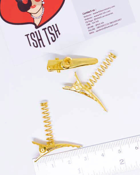 3 cm. Rectangle Alligator Spring Hair Clip Gold Color