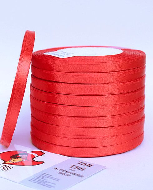 7 mm. Satin Ribbon 25 Yards Red Color