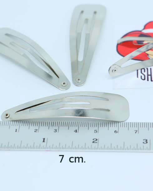 7 cm. Snap Barrette Hair Clip Bow Shape Silver Color